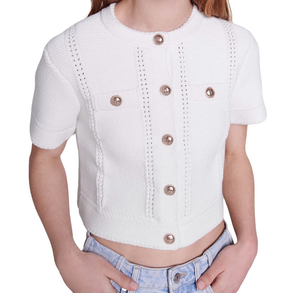 Maje Marcel Short Sleeved Cropped Cardigan size 1